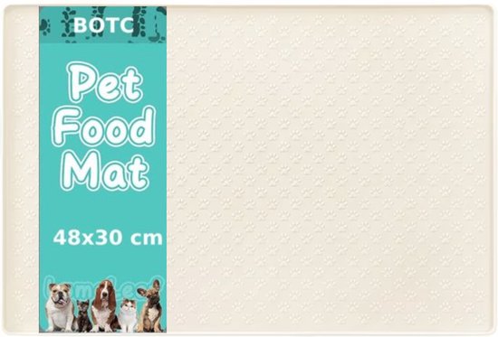 BOTC Placemat Hond & Kat - Antislip & Waterafstotend - Placemat Voerbak - Siliconen - 1 Stuk - Honden Placemat - 48x30 cm - Wit