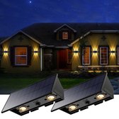 Bol.com Solar Buitenlamp - Tuinverlichting op Zonne Energie - 2 Stuks - Up Side Down - Wandlamp Buiten - IP54 Waterdicht - 3000K aanbieding