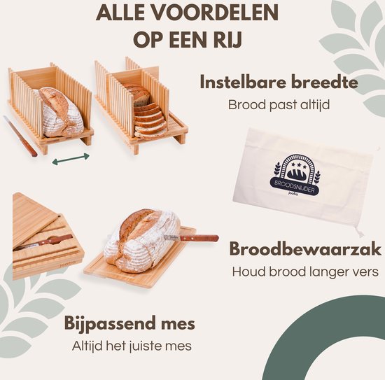 Jooba® broodsnijder hulpmiddel – Brood snijder – Broodplank hout – hulpmiddel brood snijden – Broodsnijplank – Rechte plakken – Bamboe – Vers brood – Zelf broodbakken