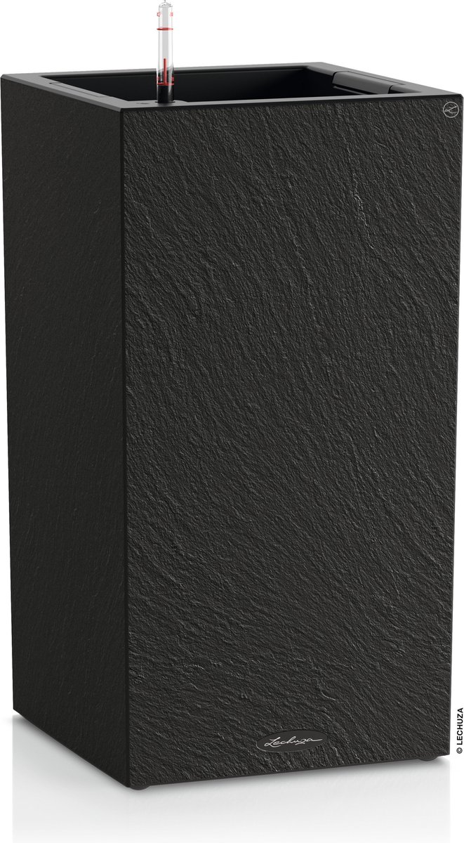 LECHUZA CANTO Slatestone 30 high - Plantenbak - met uitneembare binnenbak - met bewateringssysteem - ALL-IN-ONE set met LECHUZA-PON - donkergrijs