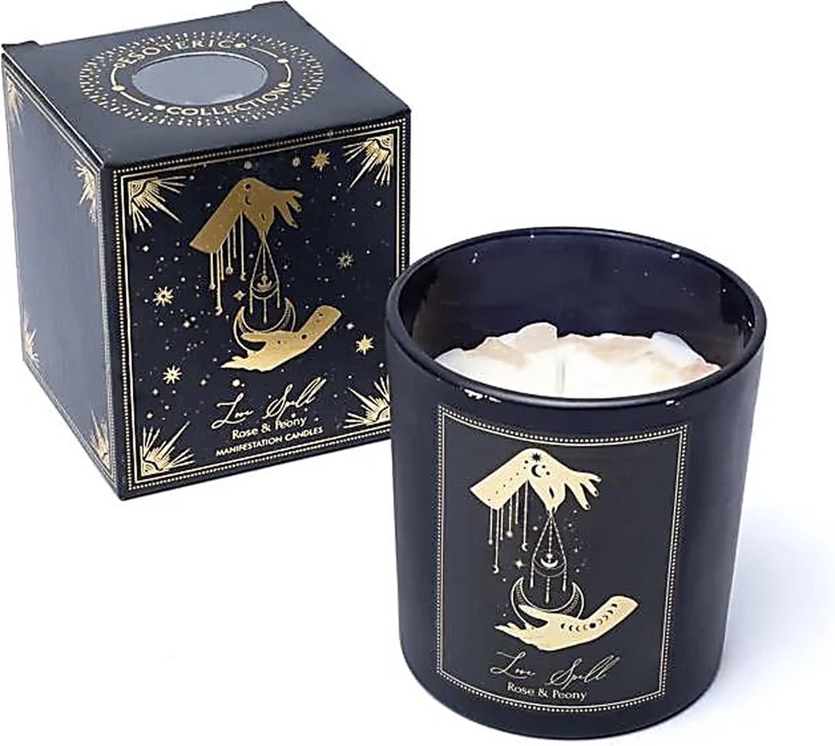 Pure Works - Love Spell - Manifestatie - Geurkaars - Rozenkwarts - Rose - Peony - 20 branduren - Song of India