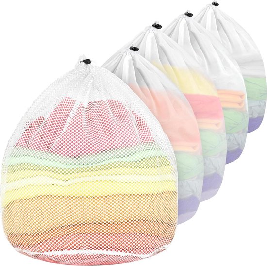 YONO Waszakken Set - 5 Stuks - Wasnetten met Rits voor Wasgoed - Waszak