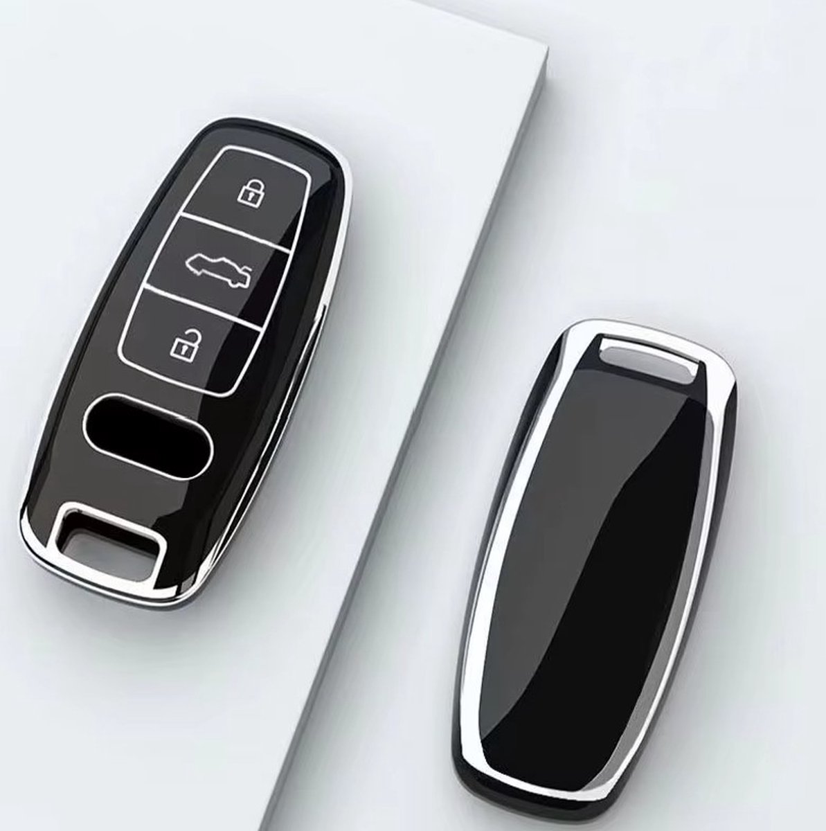 thumbnail: Teenpull Sleutelhoes Voor Audi A6, A7, A8, Q7, Q8, E-Tron 2018-2024 – TPU Hoes Met Sleutelhanger, Zwart