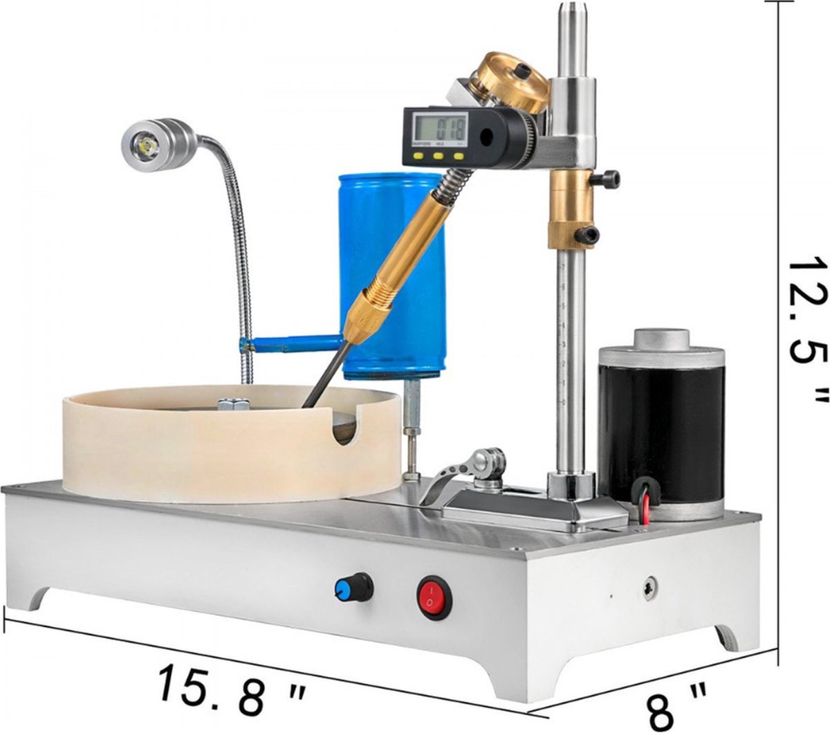 Gem Faceting Machine Lapidaire Sieraden Polijstmachine Snelheid 120W 1800RPM, Gem Facetten Machine 150mm, Gem Snijmachine met LCD Precisiemanipulator, Rock Slijpen Polijstmachine voor Gem Jade