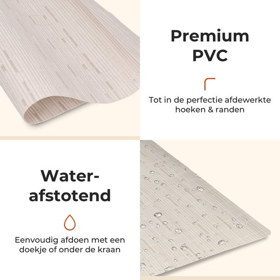 Castagnola PVC - Set de table en plastique - Dessous de verre hydrofuge - Dessous de verre - Napperons en plastique - 6 pièces - 45 x 30 cm - Beige