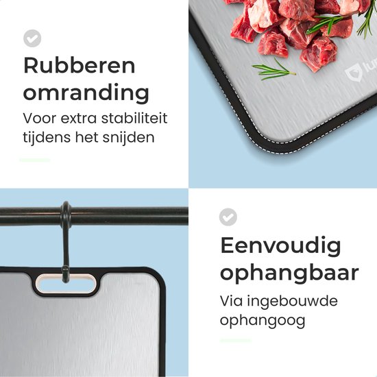Premium 100% Titanium Snijplank Dubbelzijdig - Cutting Board - Vermijd Microplastics - Extra Hygiëne - Met Raspfunctie en Sapgeul - 3 Varianten