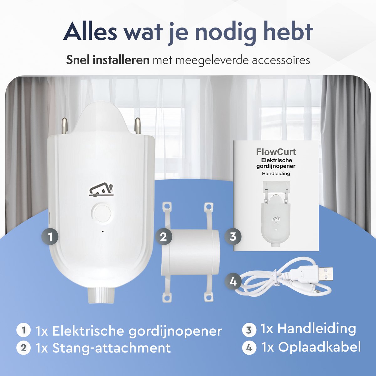 Nikou Automatische gordijnopener met afstandsbediening, intelligente