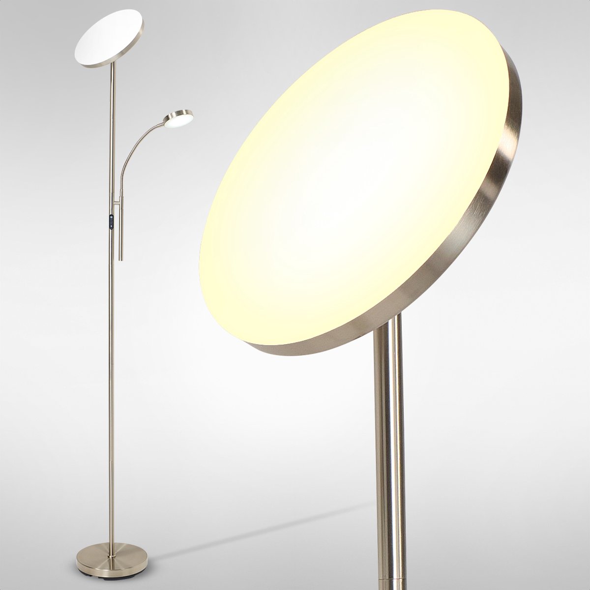 Auronic Vloerlamp Industrieel 181cm LED Dimbaar Zilver