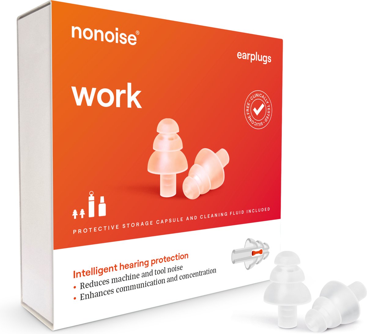 Goedkoopste Nonoise - Work - Oordoppen - 1 paar - Transparant