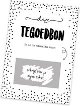 Tegoed - Tegoedbon - DIY kraskaart - Inclusief Kraft envelop - Cadeaubon zwart wit