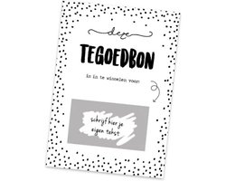 Tegoed - Tegoedbon - DIY kraskaart - kraslot - Inclusief Kraft envelop - Cadeaubon zwart wit