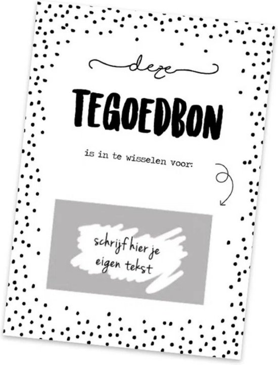 Tegoed - Tegoedbon - DIY kraskaart - kraslot - Inclusief Kraft envelop - Cadeaubon zwart wit