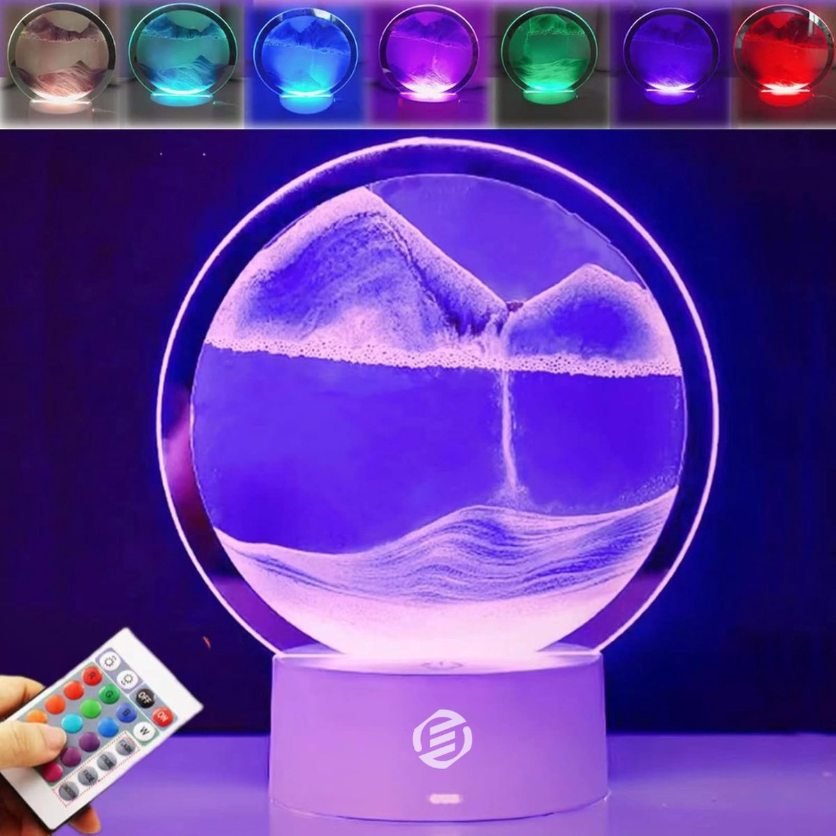 Equivera Zandlamp - Dynamische Zandlamp - Zand Lamp - Zandloper Lamp - Zandkunst Lamp - Bewegende Zandkunst Lamp - Bewegende Zandkunst - Zandlamp met Verlichting - Dynamische Tafellamp - Tafellamp