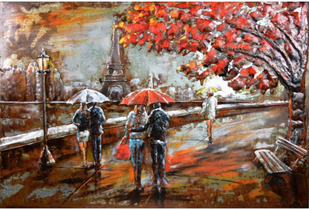 3D Metaalschilderij - Paris - 120 x 3 x 80 cm