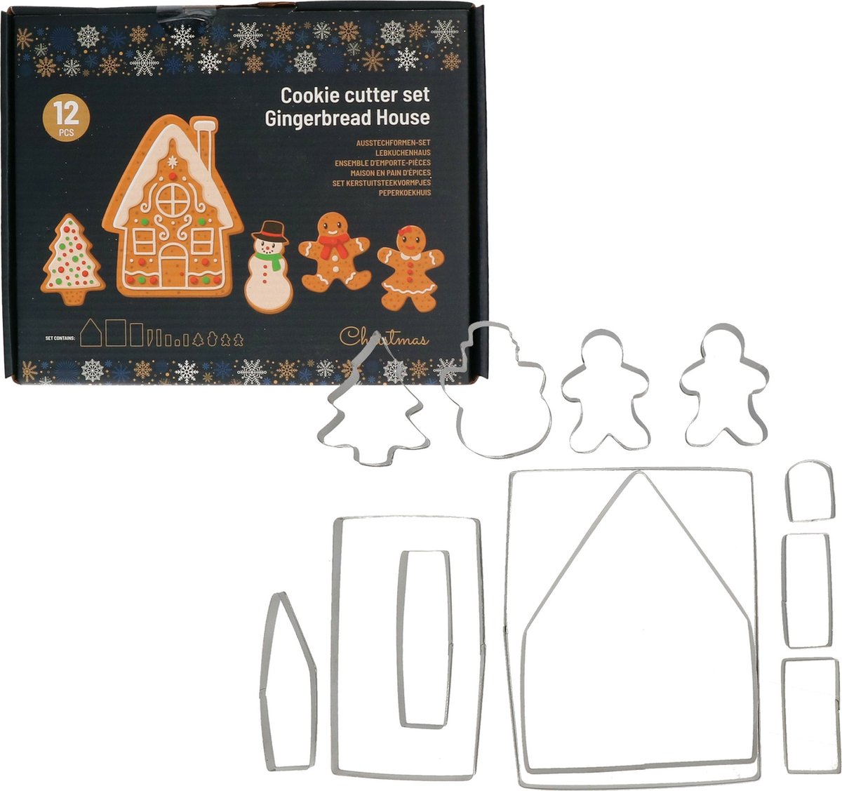 Kerst thema koekvormpjes - 12x st - gingerbread house - uitsteekvormpjes - koekjes bakken