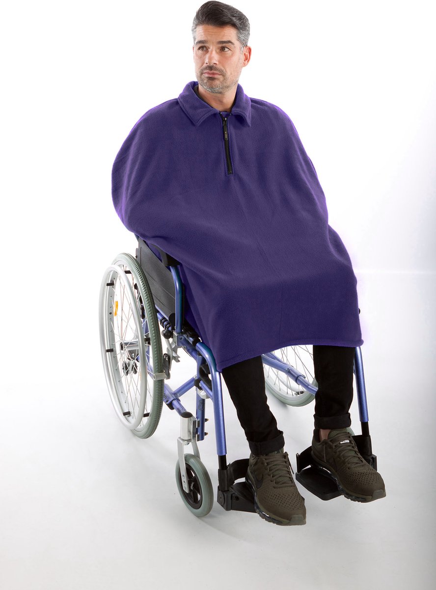 Goedkoopste Rolstoel poncho fleece - Rolstoelcape heren - Rolstoelcape winter - Paars