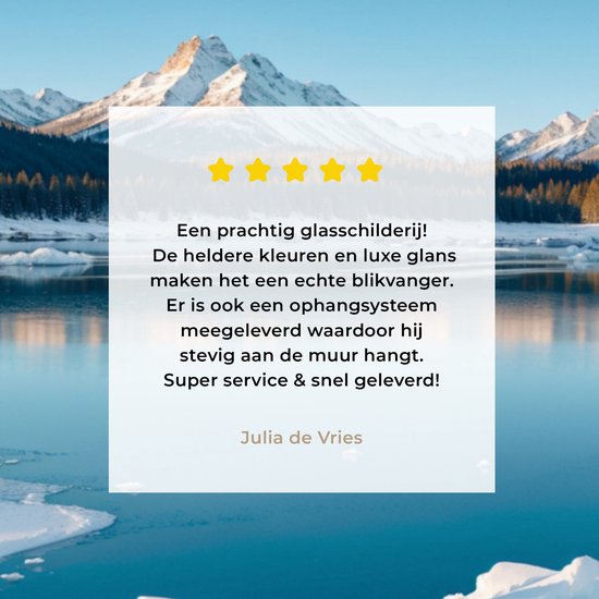 MuchoWow® Peinture sur verre 180x120 cm - Peinture sur verre acrylique - Vue - Paysage - Hiver - Lac - Montagnes - Vue - Photo sur verre - Décoration murale salon - Décoration murale chambre - Peintures