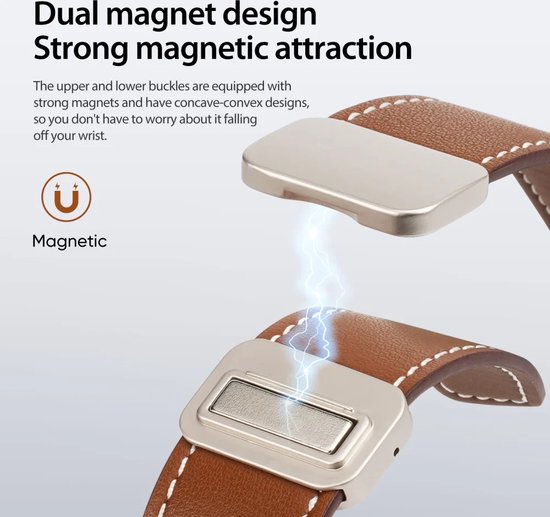 Dux Ducis YA - Bracelet pour Samsung Galaxy Watch Ultra - Cuir Véritable - Fermeture Magnétique - Marron