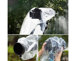 Clear Regenhoes voor DSLR Camera's met Lens en Flash - Set van 2 - Waterdichte Regenjas voor Canon Nikon Sony Pentax Fujifilm Sigma Tamron - Regen Mouw en Regenkleding