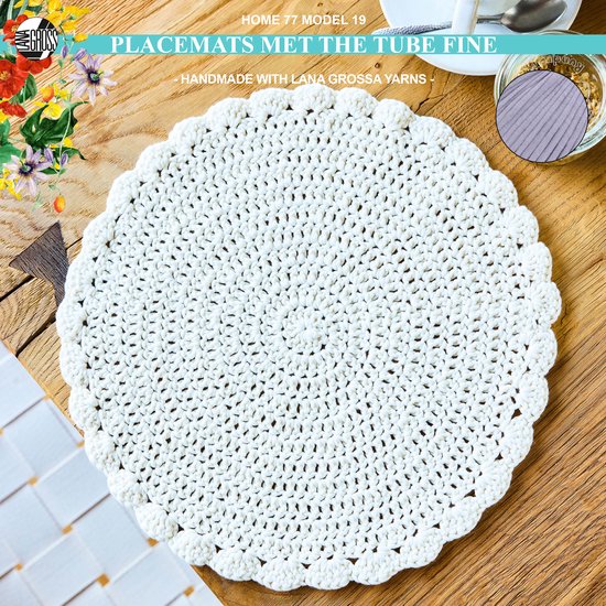 Foto: Haakpakket placemats met the tube fine garen model 19 van home 77 lavender