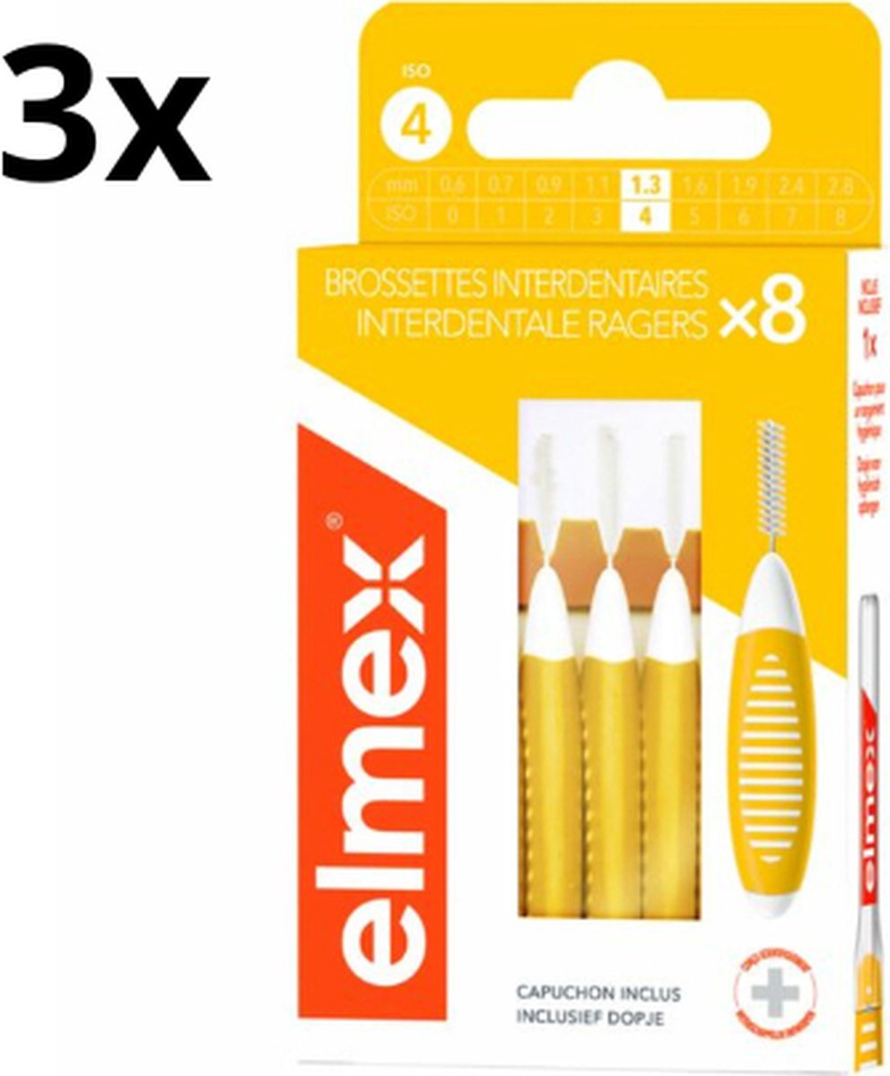 Goedkoopste Elmex Interdentale Ragers 1.3 mm – Maat 4 - Geel - 3 x 8 stuks - Voordeelverpakking
