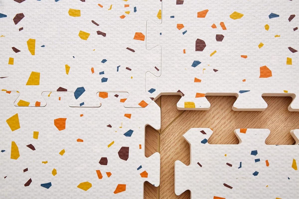 NilaFee™ - Speelkleed - Speelmat - Puzzelmat - Baby - Foam - 120 x 180 cm - Uitbreidbaar - Yoga mat - Fitnessmat - Vloerbeschermer - Orange Terrazzo — afbeelding 3