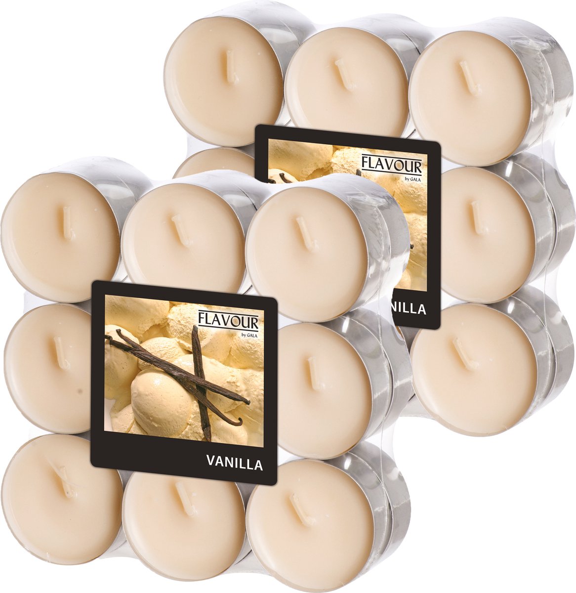 Conpax Candles Geur theelichtjes/waxinelichtjes - 36x - Vanilla aroma - 4,5 branduren Creme