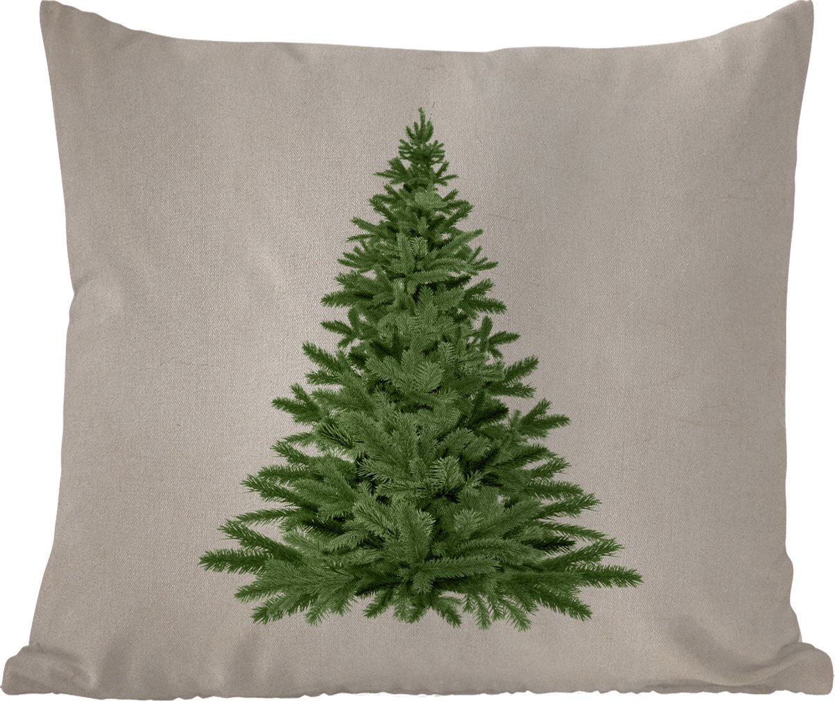 Buitenkussen Weerbestendig - Kerstboom - Groen - Kerstmis - Feestdagen - 50x50 cm