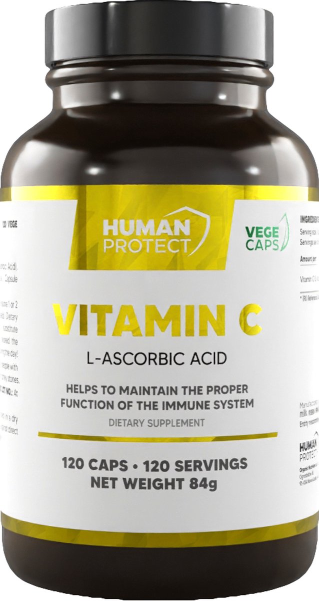 Goedkoopste Human Protect - Vitamin C - 100 caps - 100 doseringen - L-Ascorbic Acid - Vitamine C