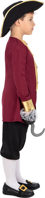 Funidelia | Costume de Capitaine Crochet Pour Garçons Peter Pan, Pirates, Histoires, Capitaine Crochet - Déguisement pour enfants Accessoires costumes et accessoires pour Halloween, carnaval et fêtes - Taille 107 - 113 cm - Rouge