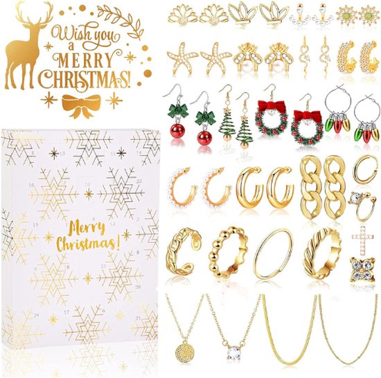 Adventskalender-Sieraden-Voor-Volwassen-Vrouwen-2024-Kerstkalender-24-Verrassingen-Met-Ketting-Ringen-Oorbellen-Kerst-Oorbellen