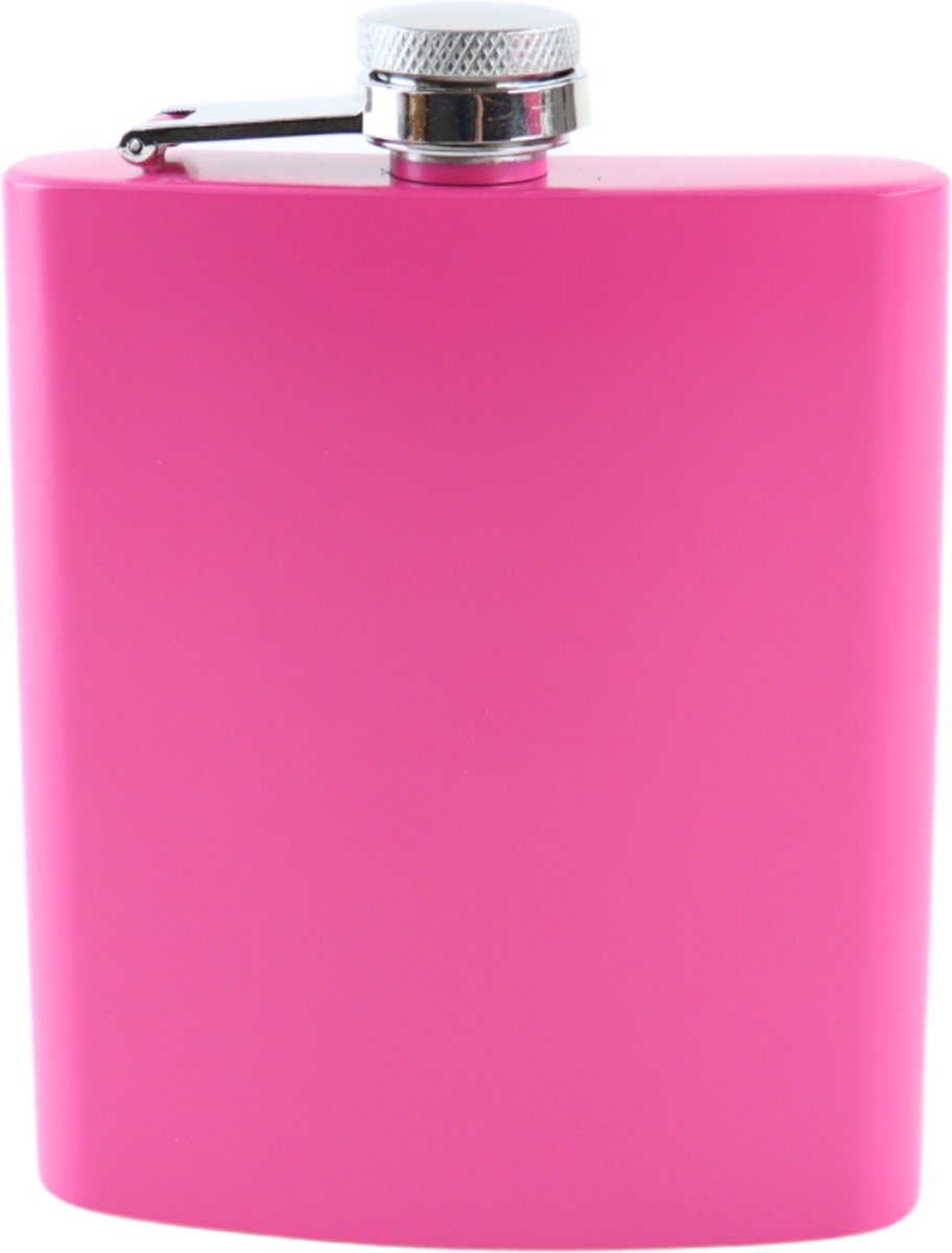HIXA Heupfles - Roze - Flacon - Veldfles - RVS - Drinkfles - Platvink - 200ml - PINKY