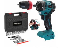 Instava 2 in 1 Accu Schroefboormachine zonder Accu - Geschikt Voor Makita 18v Accu - Incl. Opbergkoffer en 31-delige Set Accessoires