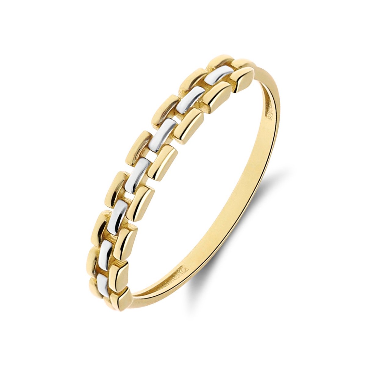 Lucardi Dames 14 karaat geelgouden ring met panthere schakel - Ring - 14 Karaat Goud - Goud - 17.50 / 55 mm