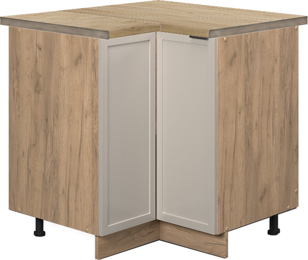 Vicco Fame-Line Hoekonderkasten – 80.5 cm, WB Eik GrijsBeige GrijsBeige/Goudkleurig Eiken