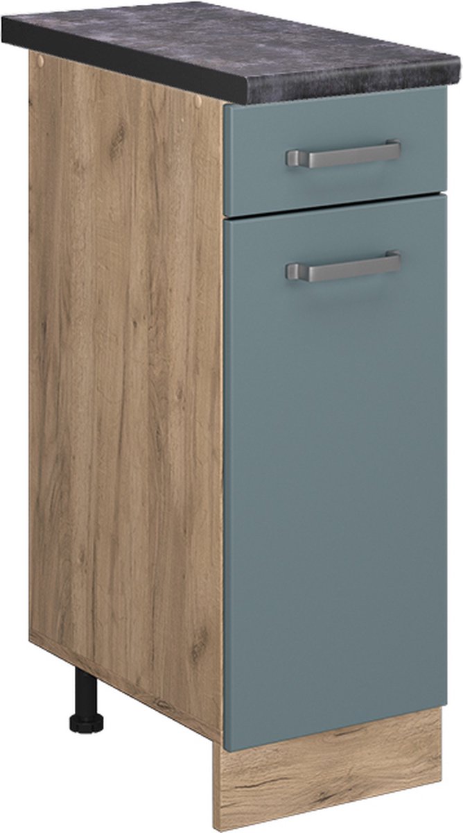 Vicco R-Line Keukenonderkast – 30 cm, WB Antraciet Blauw-grijs Blauw-grijs/Goudkleurig Eiken
