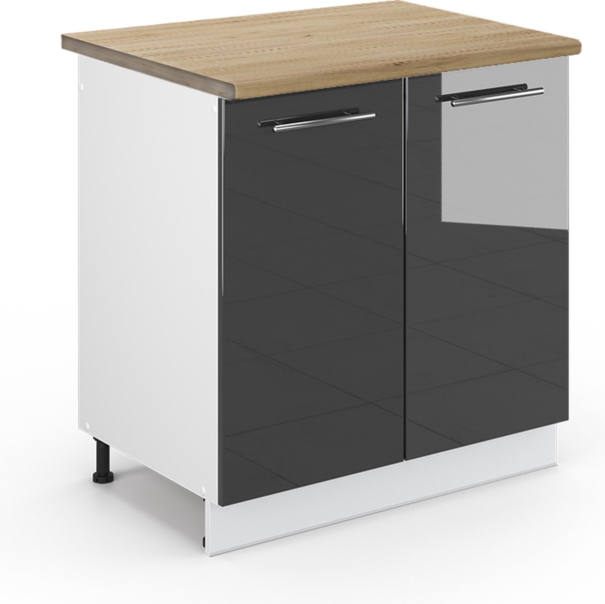 Vicco Fame-Line Wastafelkast – 80 cm, WB Eik Antraciet Hoogglans