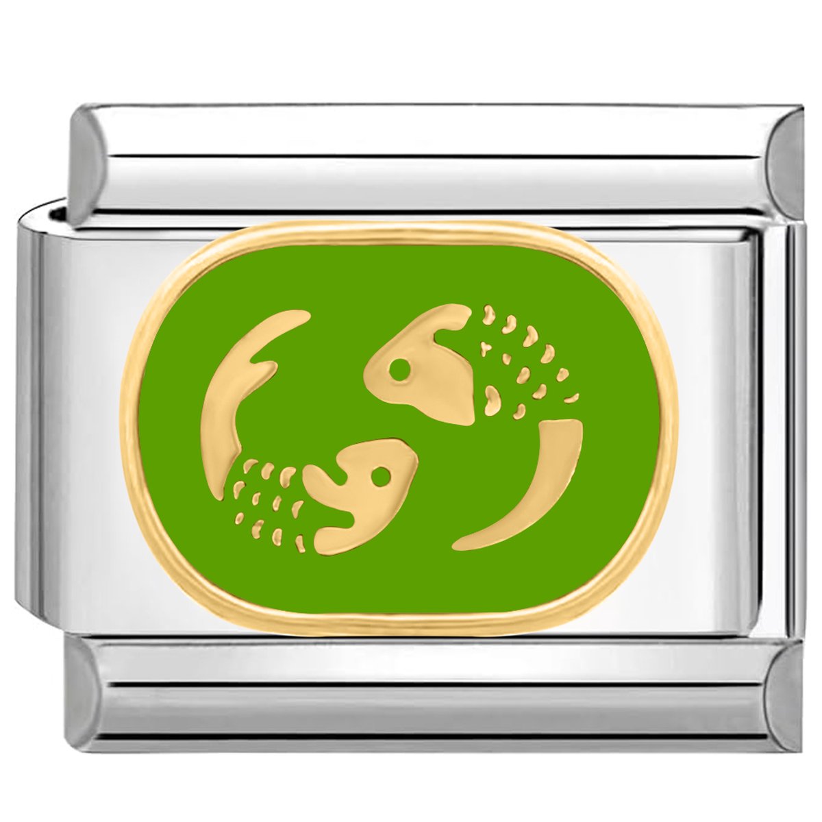 Quiges - Schakel - Bedel - 9mm - charms - Horoscoop Vissen - Geschikt voor - armband - Schakelarmband - italy bedels armband