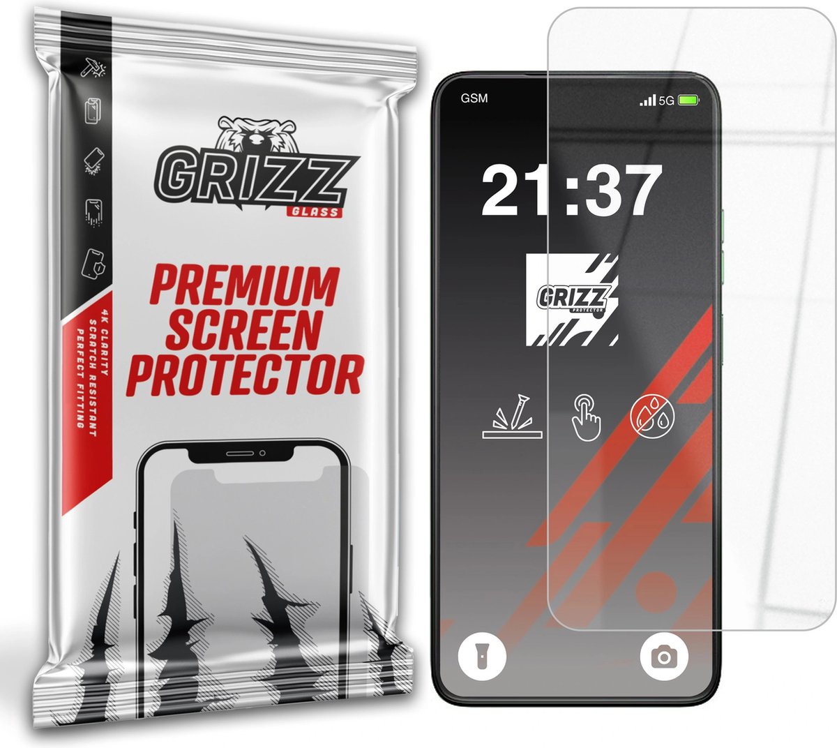 GrizzGlass HybridGlass Screenprotector voor Motorola Moto G35 - Transparant