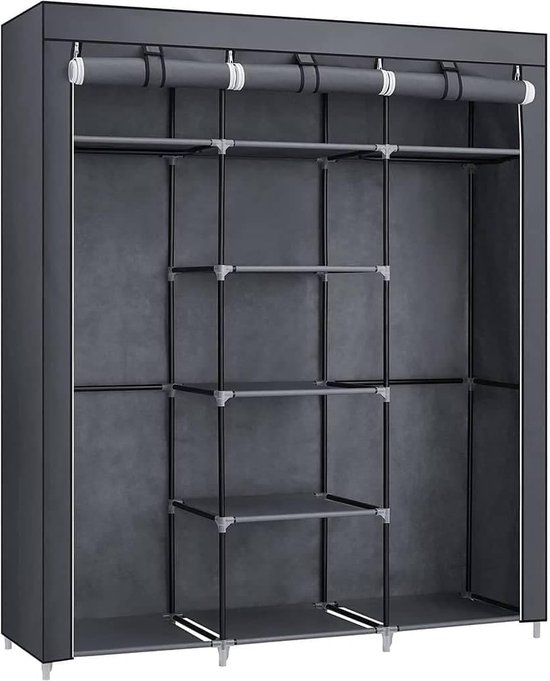 SMH LINE® Garderobekast - Opvouwbare Kledingkast - Kledingkast - XXL - Kleerkast - Stoffen Vouwkast - 150x45x175 cm- Zwart