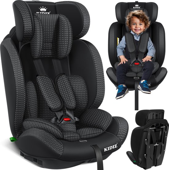 KIDIZ® kinderautostoeltje | kuip autostoeltje | 9 kg - 36 kg 1-12 jaar | groep 1/2 / 3 | universeel | goedgekeurd volgens ECE R44/04 | 6 verschillende kleuren | - Zwart