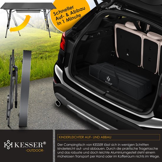 KESSER® Campingtafel inklapbare Tafel - Vouwtafel voor Buiten en Camping 120 x 70 cm - Antraciet van KESSER — afbeelding 3