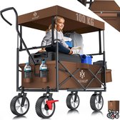 Bol.com KESSER® Bolderkar opvouwbaar Bolderwagen tot 100 kg draagvermogen - Strandkar met massieve banden Transportkar - Bruin aanbieding
