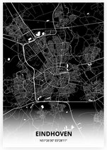Eindhoven plattegrond - A4 poster - Zwarte stijl