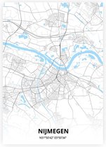 Nijmegen plattegrond - A4 poster - Zwart blauwe stijl