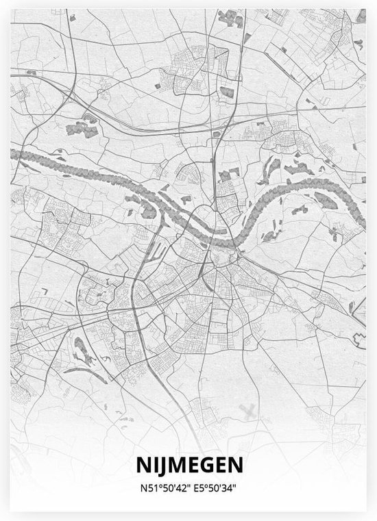 Nijmegen plattegrond - A4 poster - Tekening stijl