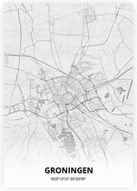 Groningen plattegrond - A4 poster - Tekening stijl