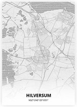 Hilversum plattegrond - A3 poster - Tekening stijl