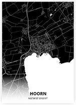 Hoorn plattegrond - A3 poster - Zwarte stijl
