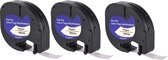 Label Tape Geschikt voor Dymo 91200 - Zwart op Wit | 12 mm x 4 m | S0721510 - 3 stuks - Geschikt voor: LT-100H LT-100H Plus LT-100T LT-100T Plus XM XR 2000 QX50